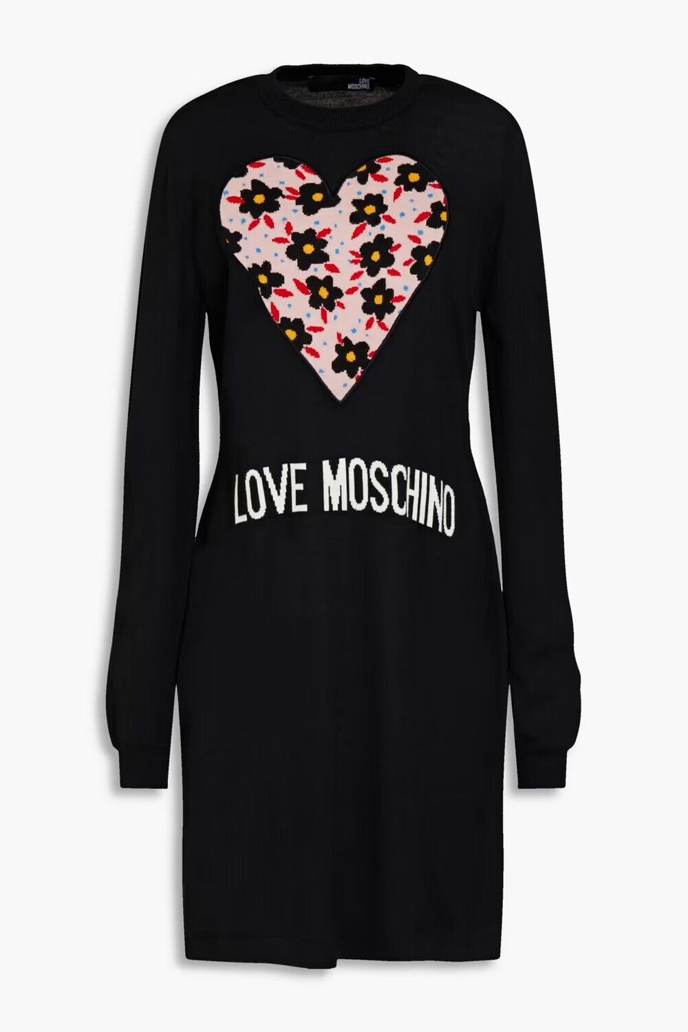 

Платье мини из смесовой шерсти интарсии Love Moschino, черный