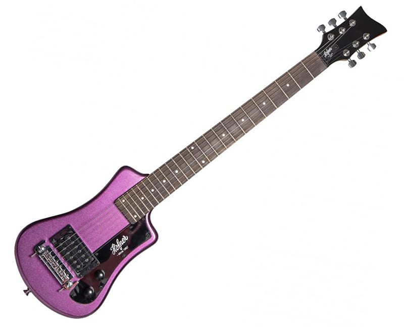 Электрогитара Hofner Shorty Electric Travel Guitar w/ Gig Bag - Purple цена и фото