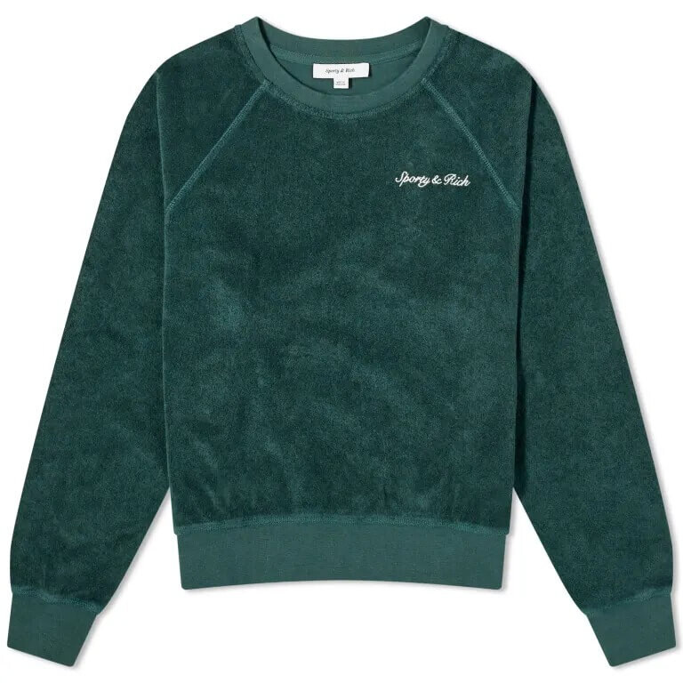 

Свитшот Sporty & Rich Syracuse Terry Crew, темно-зеленый