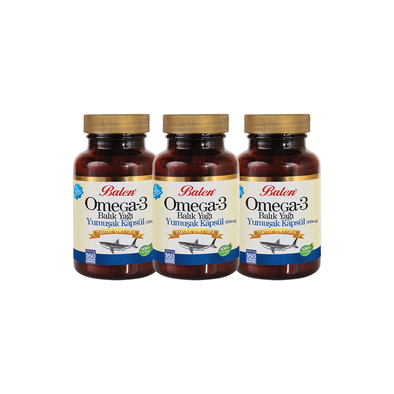 Рыбий жир Balen Omega 3, 160 капсул, 500 мг, 3 штуки omega 3 fish oil extract 100 soft capsules 1380 mg