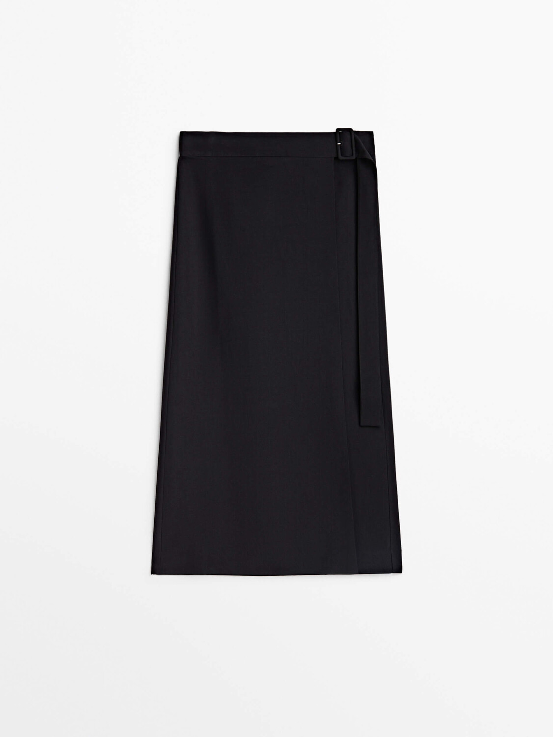 

Юбка Massimo Dutti Wrap-style Midi With Lined Buckle, черный
