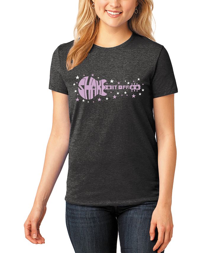 Женская футболка Shake It Off Premium Blend Word Art с короткими рукавами LA Pop Art, черный