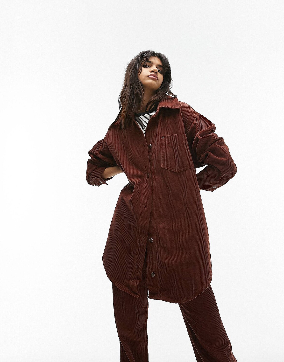 

Рубашка оверсайз Topshop из коричневой коричневой коричневой ткани