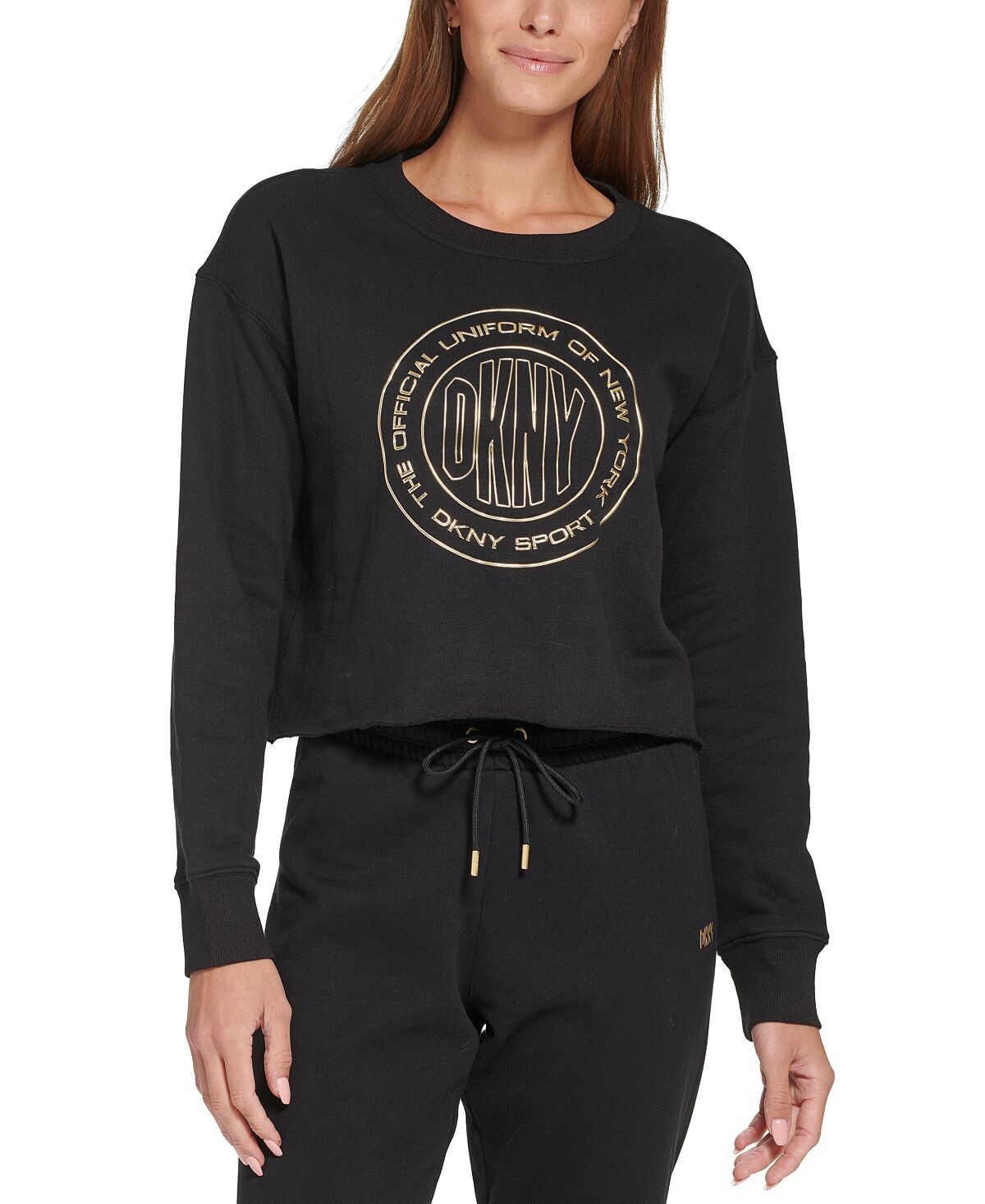 

Женская футболка с металлическим логотипом и длинными рукавами DKNY, мульти