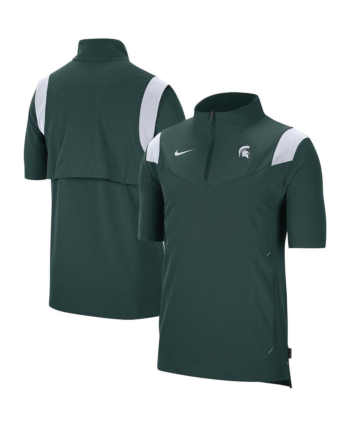 

Мужская зеленая куртка michigan state spartans 2021 coaches с коротким рукавом и молнией на четверть Nike, зеленый