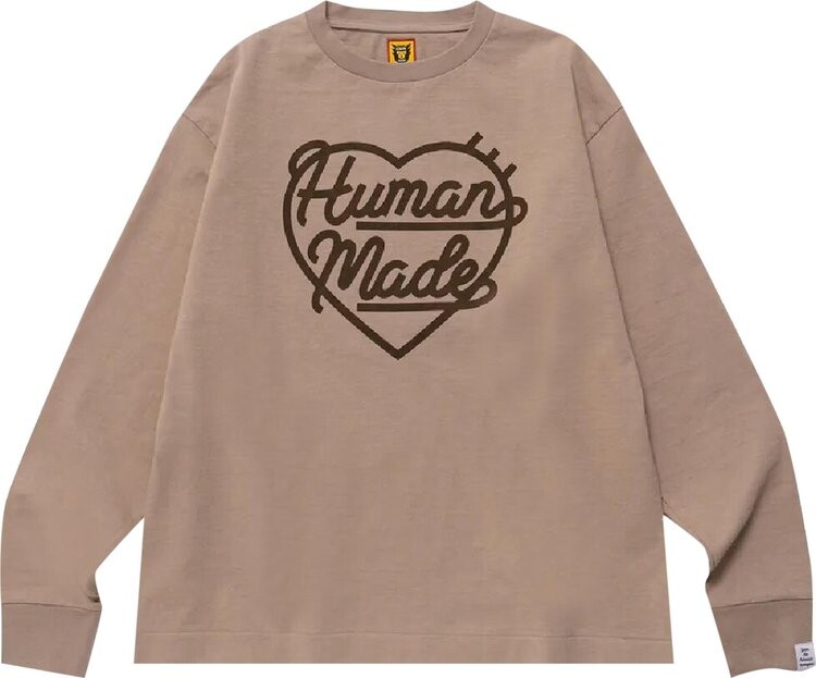 Футболка Human Made Heart Long-Sleeve T-Shirt 'Beige', загар - фото