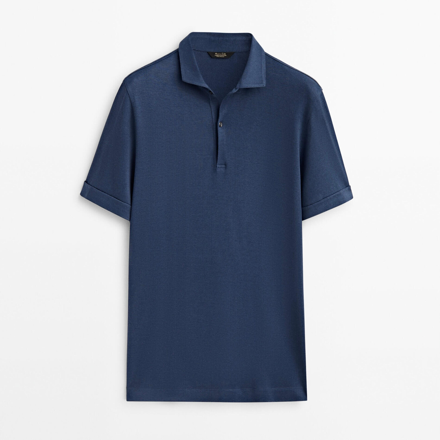 

Футболка-поло Massimo Dutti Linen And Cotton Blend, темно-синий