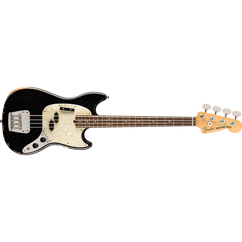 цена Бас-гитара Fender JMJ Road Worn Mustang, гриф из палисандра, черный цвет Road Worn