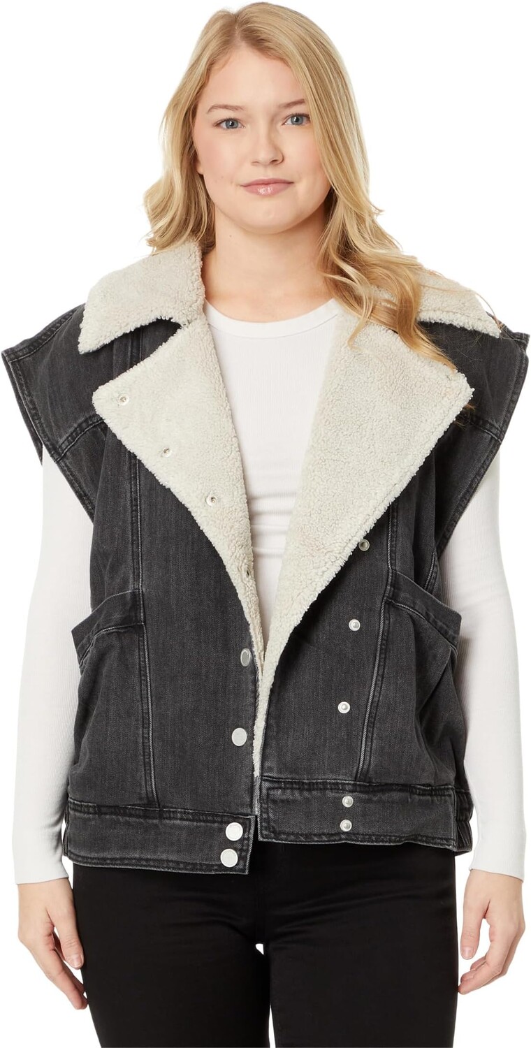 

Утепленный жилет Blank NYC Denim and Sherpa Oversized Vest in All Nighter, цвет All Nighter
