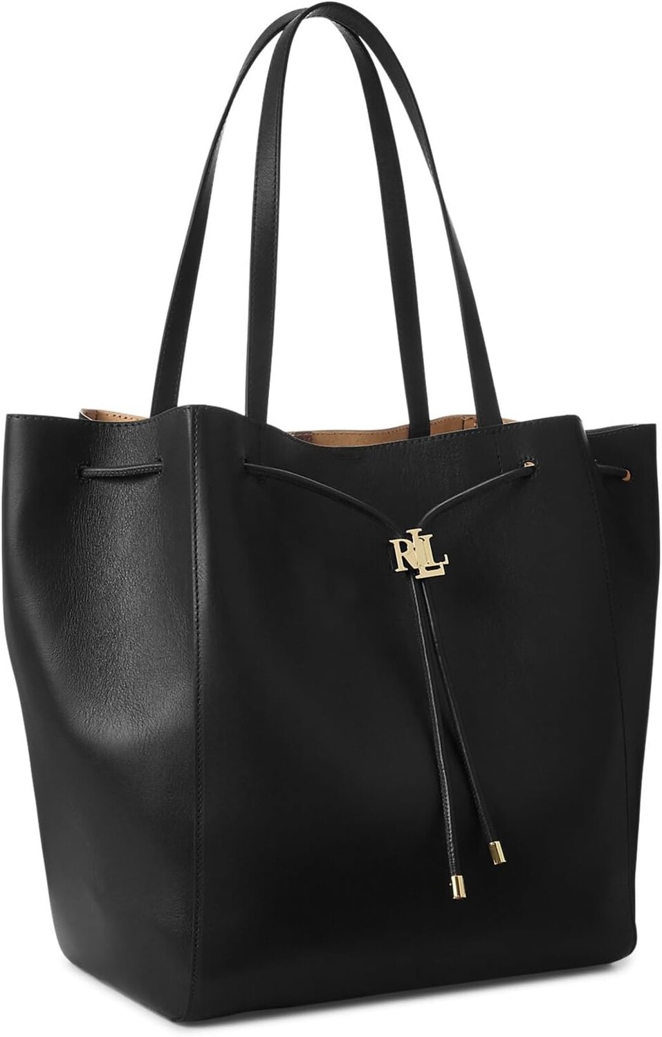 

Сумка-тоут Lauren Ralph Lauren Leather Medium Andie Drawstring Tote, черный