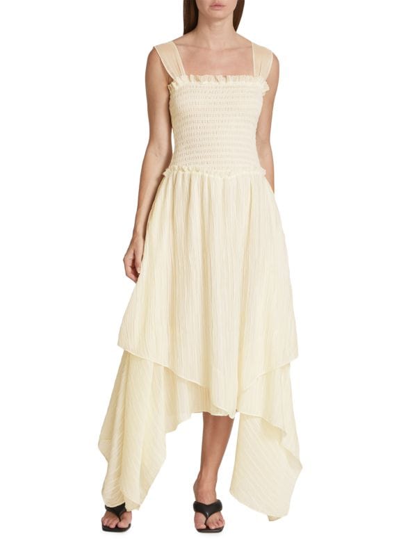 цена Плиссированное шифоновое платочное платье luella Ramy Brook Ivory