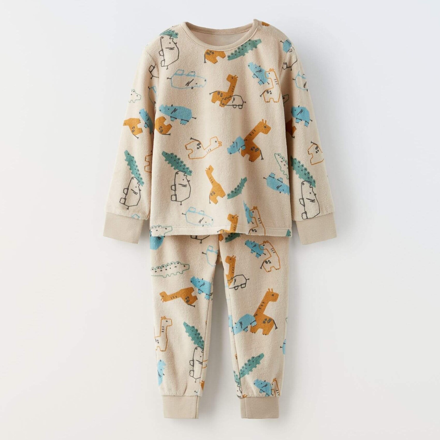 

Пижама Zara Velour Geometric Animal Motif, бежевый/мультиколор