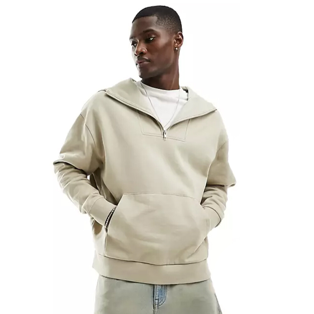 

Толстовка Asos Design Oversized Half Zip Funnel Neck, бежевый