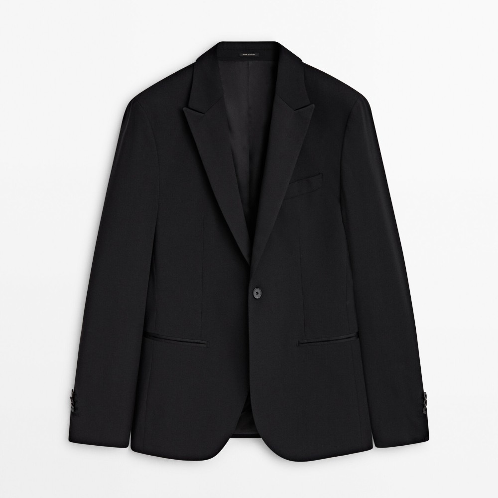 Пиджак Massimo Dutti Tuxedo Suit, черный пиджак massimo dutti bistrech wool suit черный