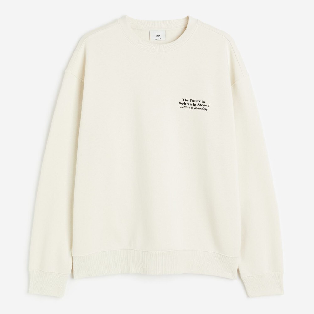 

Свитшот H&M Relaxed Fit Printed Stones, кремовый, Бежевый