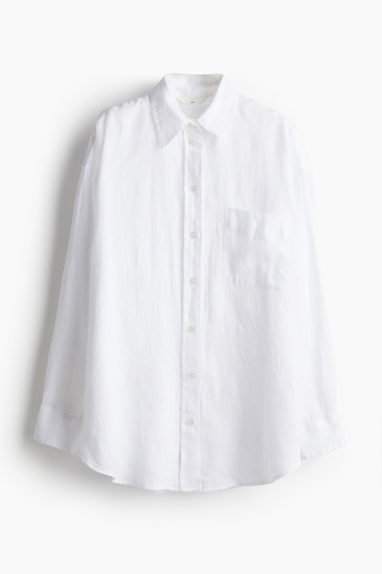 Рубашка H&M Oversized Linen, белый рубашка zara oversized linen розовый