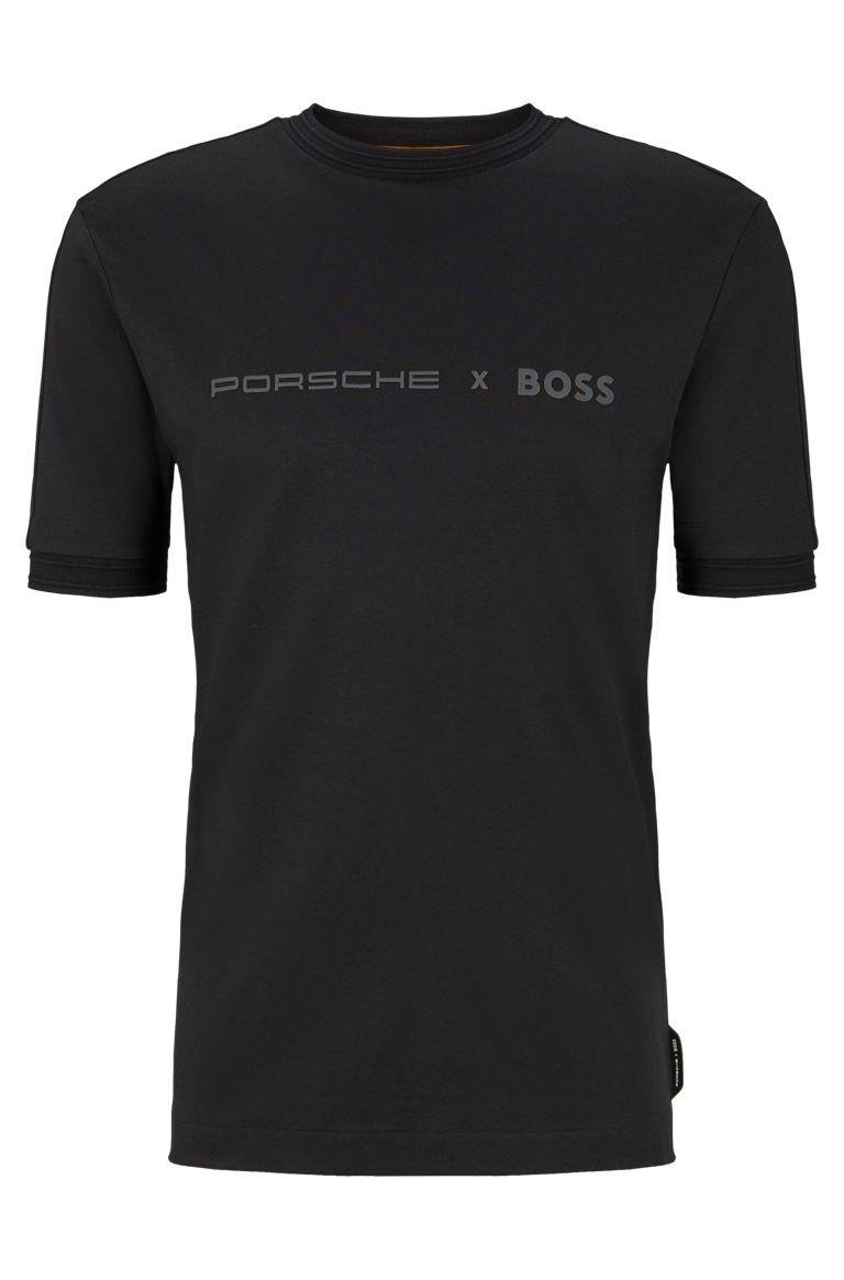 Футболка приталенного кроя с эксклюзивным логотипом Porsche x BOSS, черный  – купить по выгодным ценам с доставкой из-за рубежа через сервис  «CDEK.Shopping»