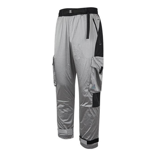 Брюки Adidas color block woven lace-up pants 'Grey' IC9251, серый