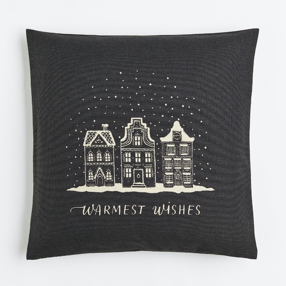 

Декоративная наволочка H&M Home Print-motif Warmest Wishes, темно-серый