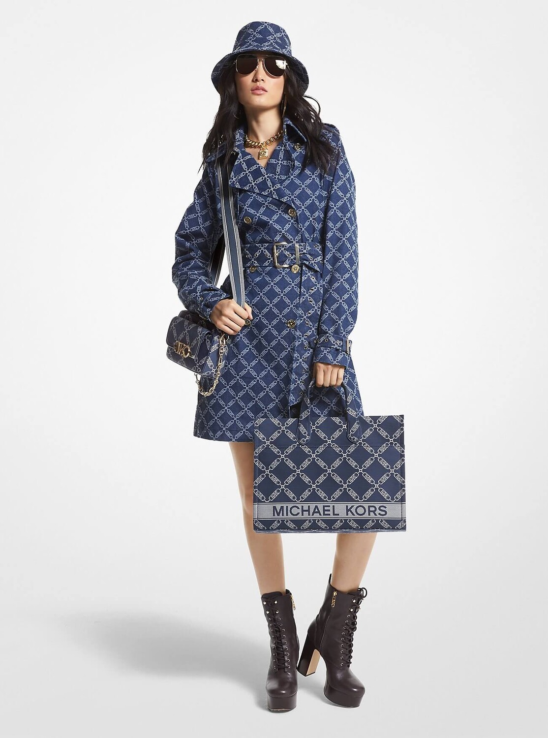 

Тренч Michael Michael Kors Empire Logo Jacquard Denim, синий