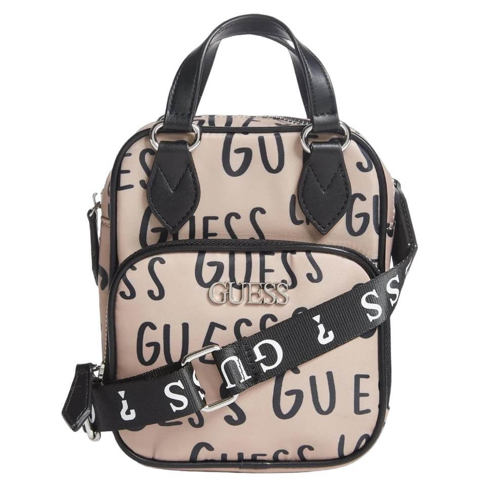 Сумка-кроссбоди Guess Factory Logo Print Nylon, светло-коричневый - фото