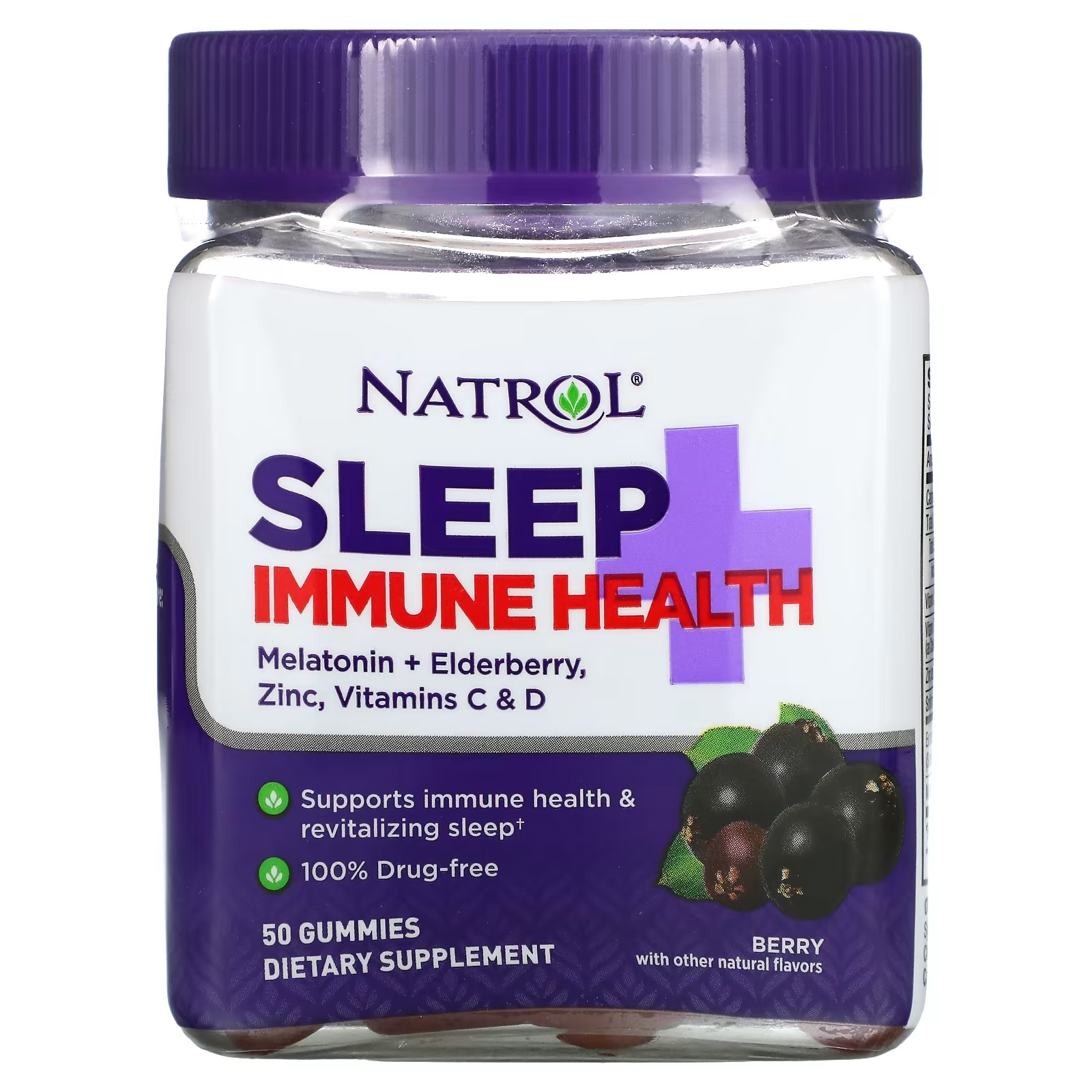 Пищевая Добавка Natrol Sleep + Immune Health, ягоды, 50 жевательных таблеток пищевая добавка natrol sleep calm raspberry 60 таблеток