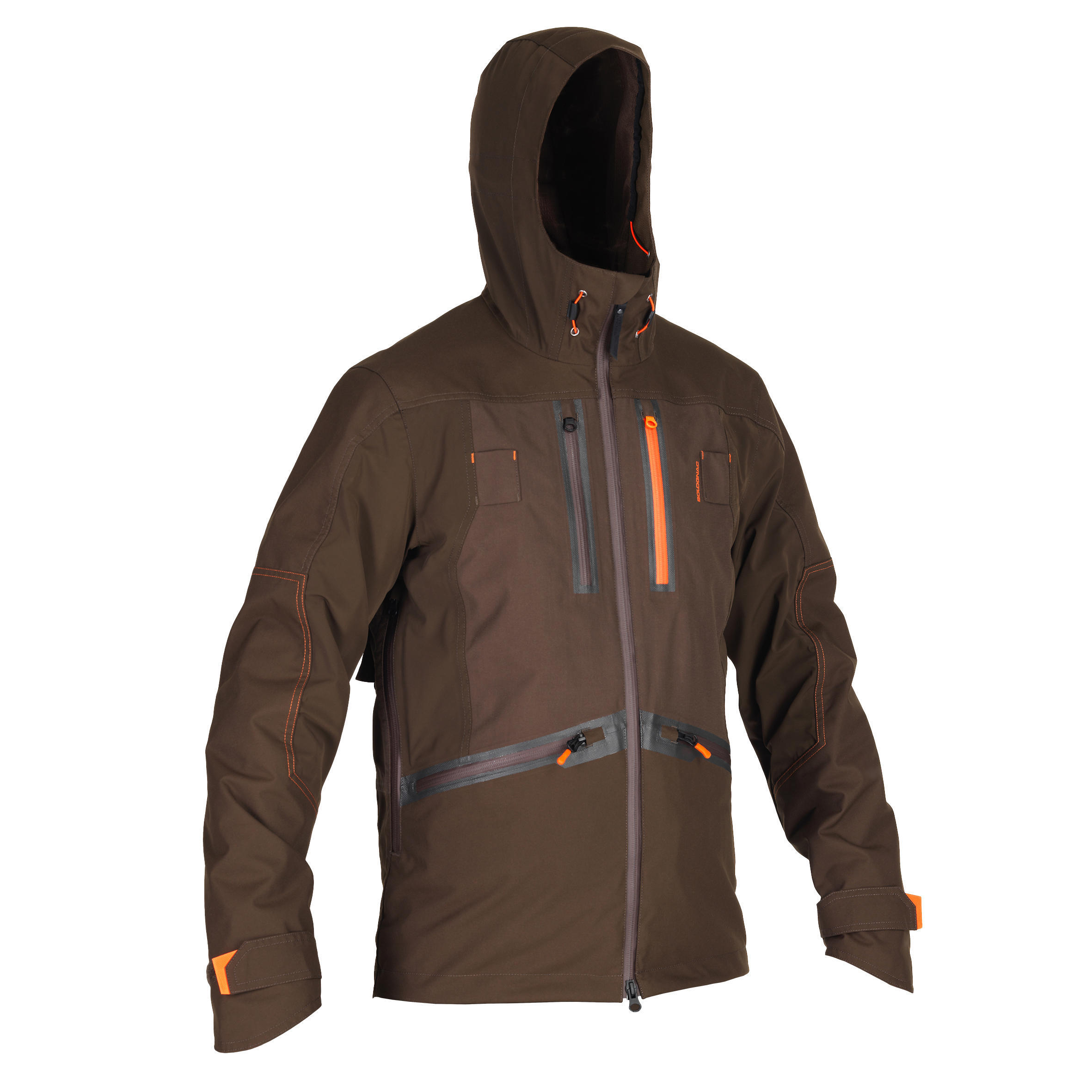 цена Охотничья куртка дождевик RENFORT 900 коричневый SOLOGNAC, кофе коричневый/кофе коричневый