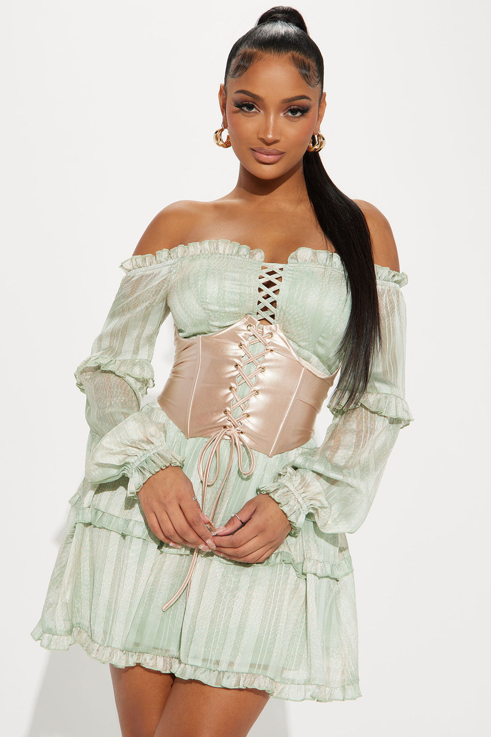 

Мини платье Fashion Nova BD2400, шалфей