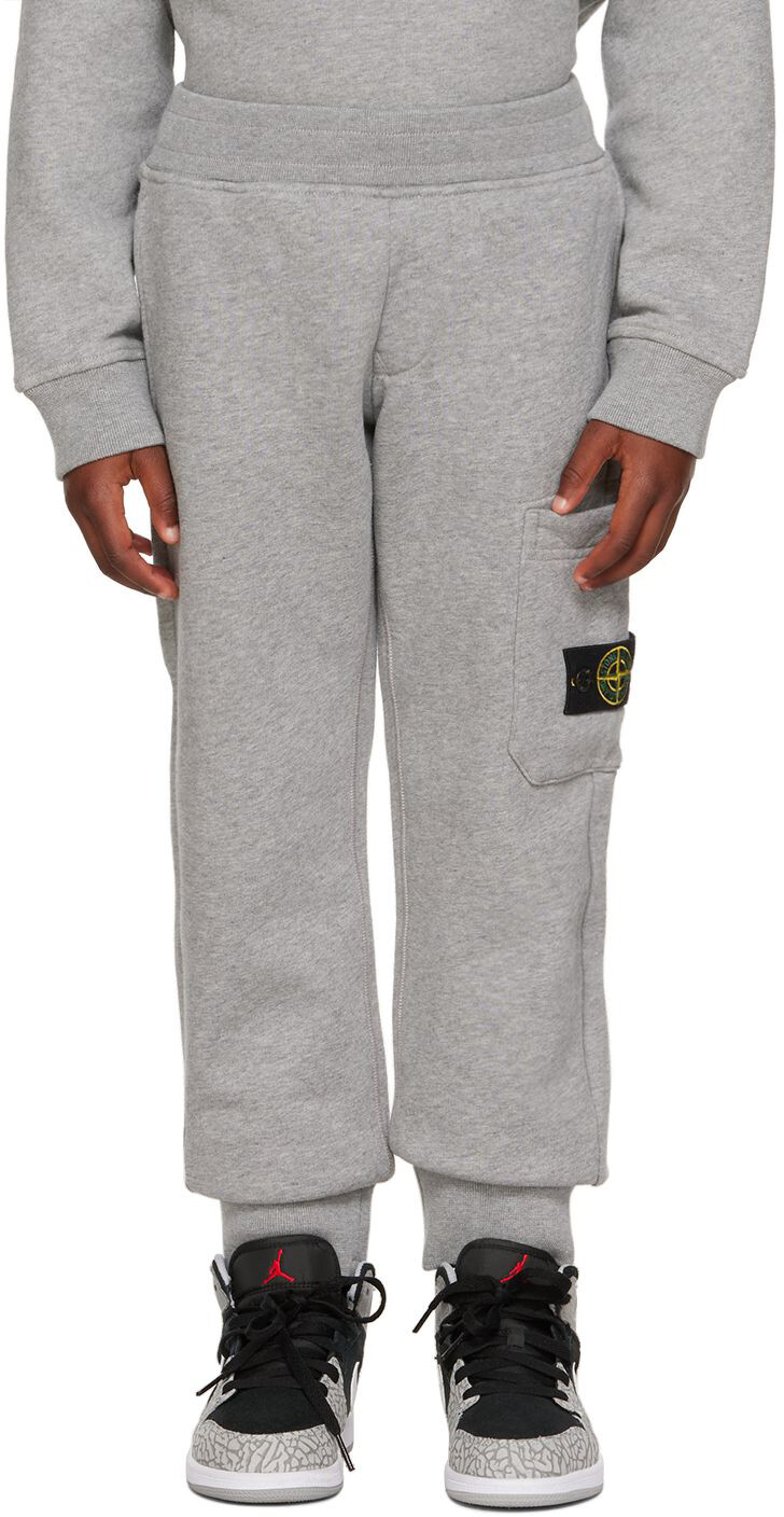 

Детские серые брюки для отдыха, окрашенные в готовом виде Stone Island Junior
