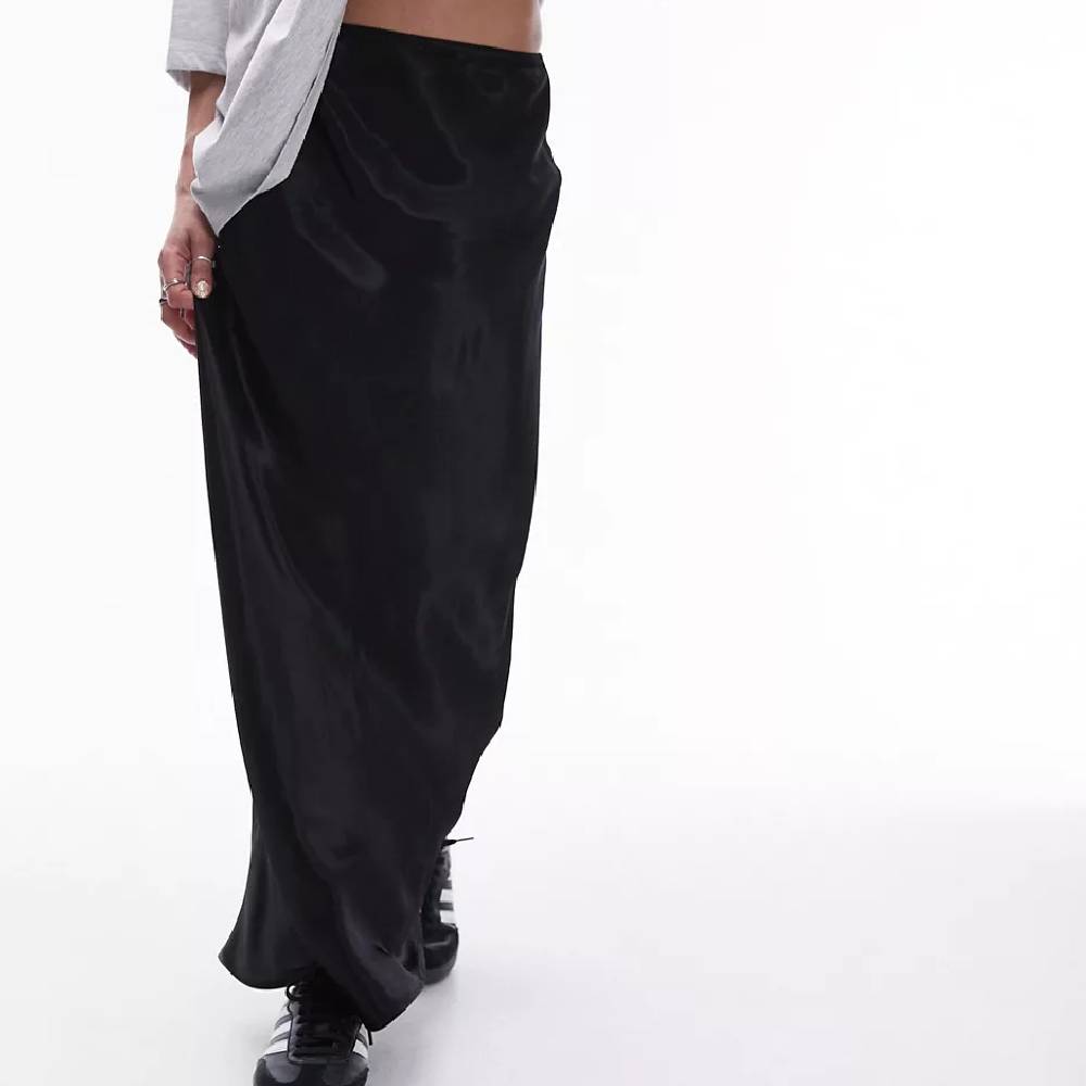 Юбка Topshop Satin Maxi, черный юбка черная красивая 42 размер