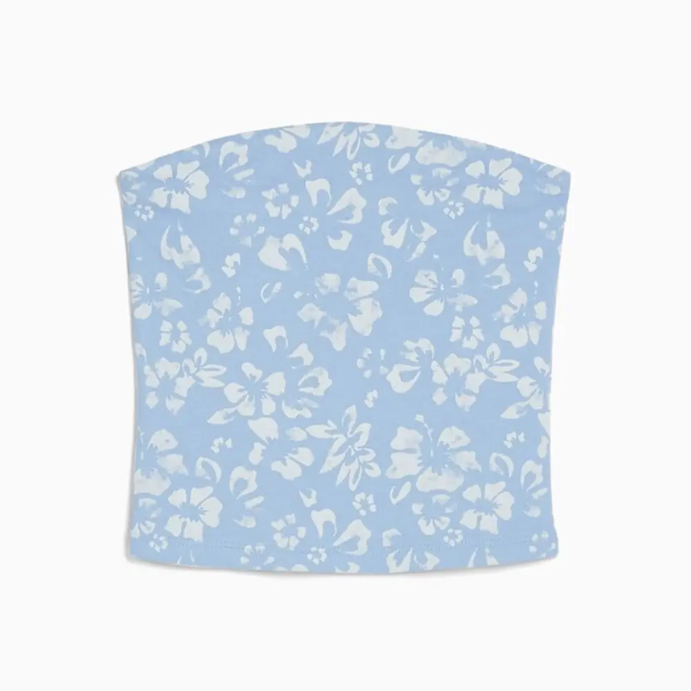 

Топ Bershka Printed Bandeau, голубой