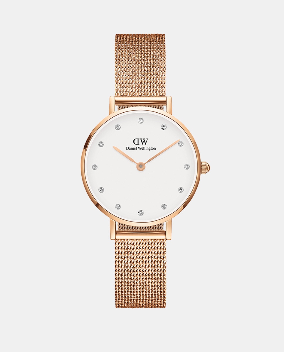Petite-Lumine Pressed DW00100528 Женские часы с розовой стальной сеткой Daniel Wellington, розовый женские кварцевые часы со звёздным небом с сетчатым браслетом и магнитной пряжкой