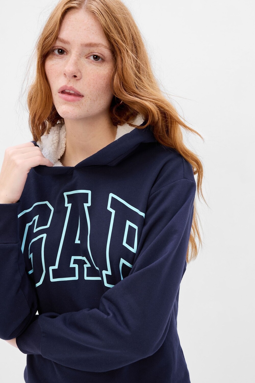 

Худи с подкладкой из искусственной овчины и логотипом Gap, синий
