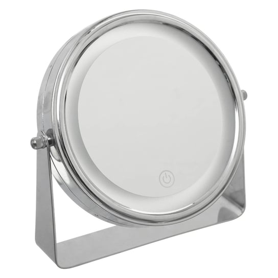 Косметическое зеркало со светодиодной подсветкой, круглое, стоячее, 5five Simple Smart, серебро