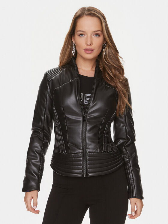 

Узкая куртка из искусственной кожи Guess, черный