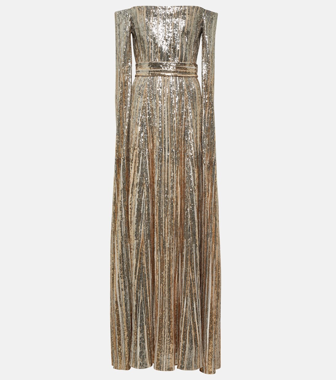 

Украшенное платье с открытыми плечами ELIE SAAB, металлик