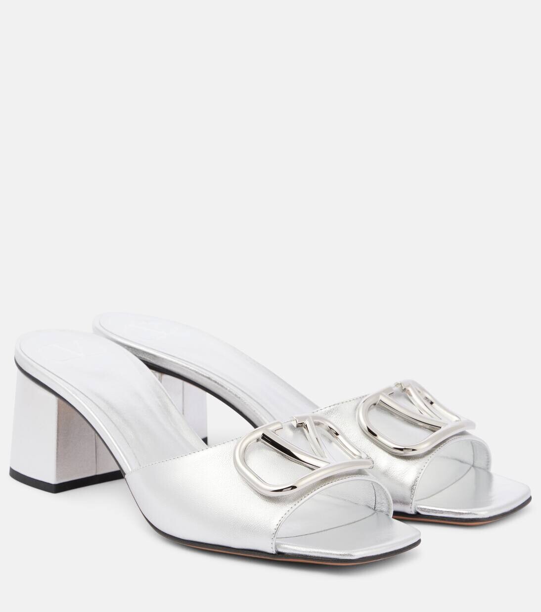 

Мюли VLogo Signature из кожи металлик Valentino Garavani, серебряный