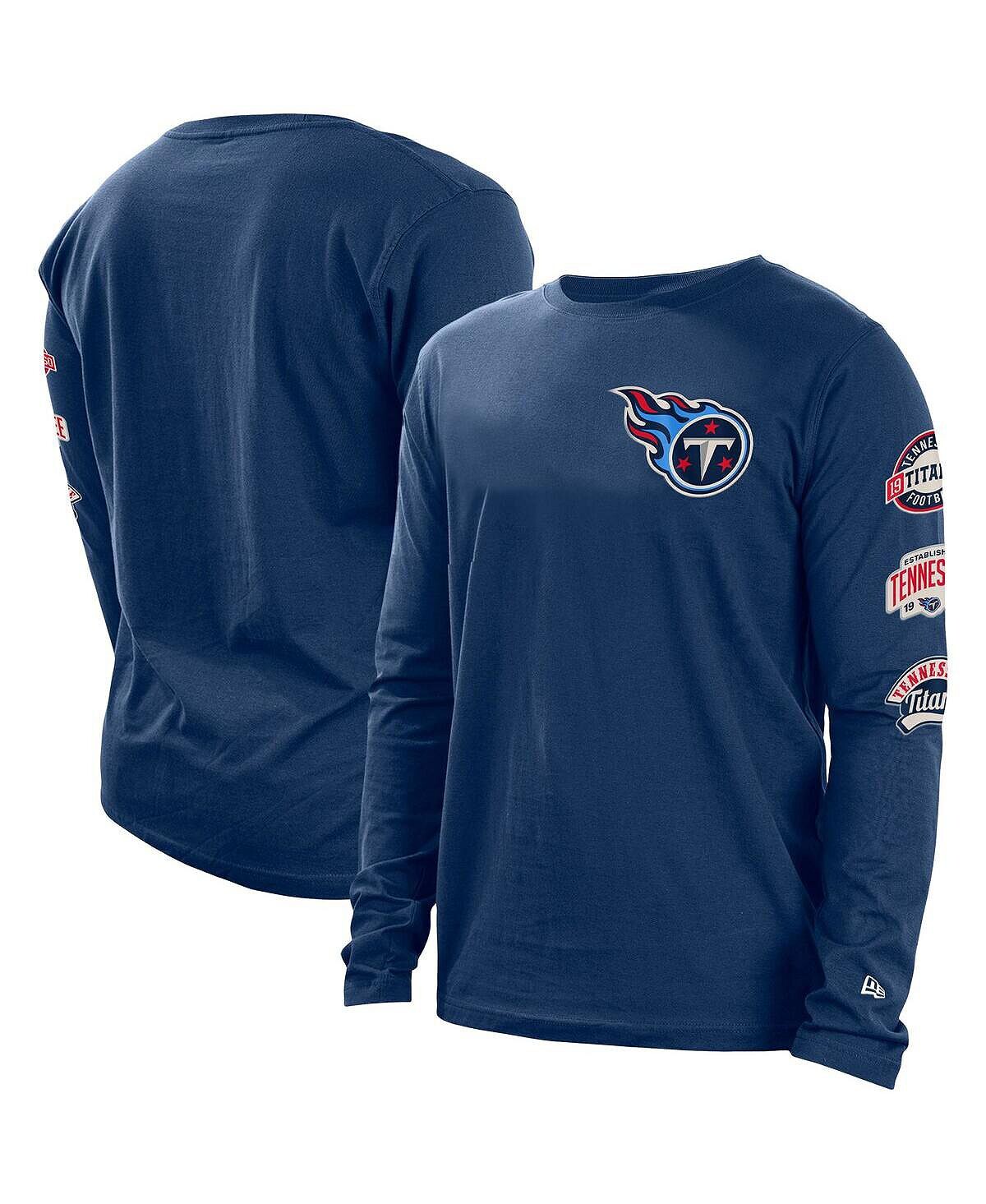 

Мужская темно-синяя футболка с длинным рукавом tennessee titans hype 2-hit New Era, синий