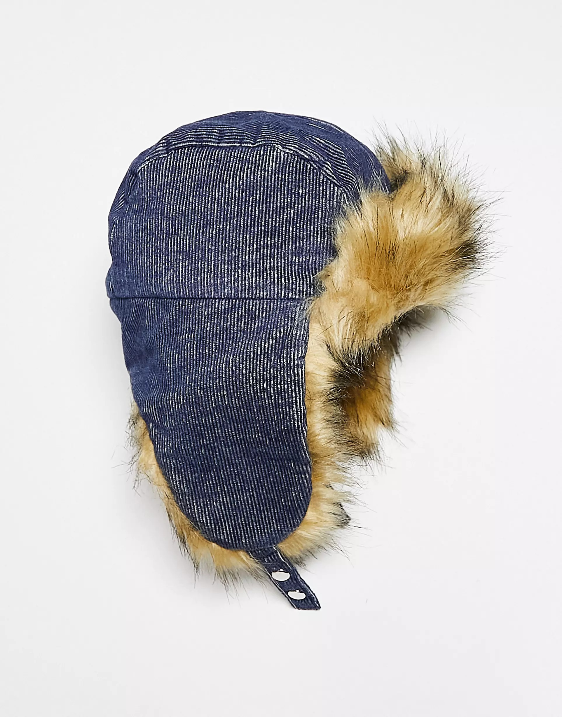 Шапка Reclaimed Vintage Unisex Faux Fur Cord Trapper, синий шапка для бани ушанка со звездой
