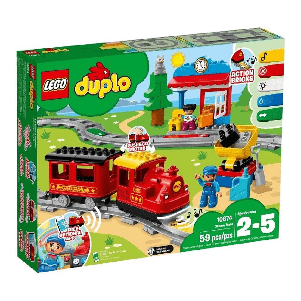 Конструктор Lego Duplo Steam Train 10874, 59 деталей lego duplo приключения в ванной плавучий поезд для зверей 14 дет 10965