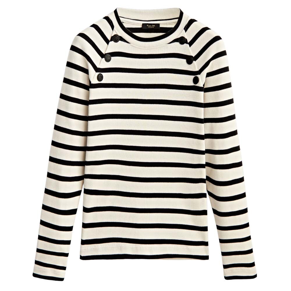 

Свитшот Massimo Dutti Striped With Button Details, кремовый