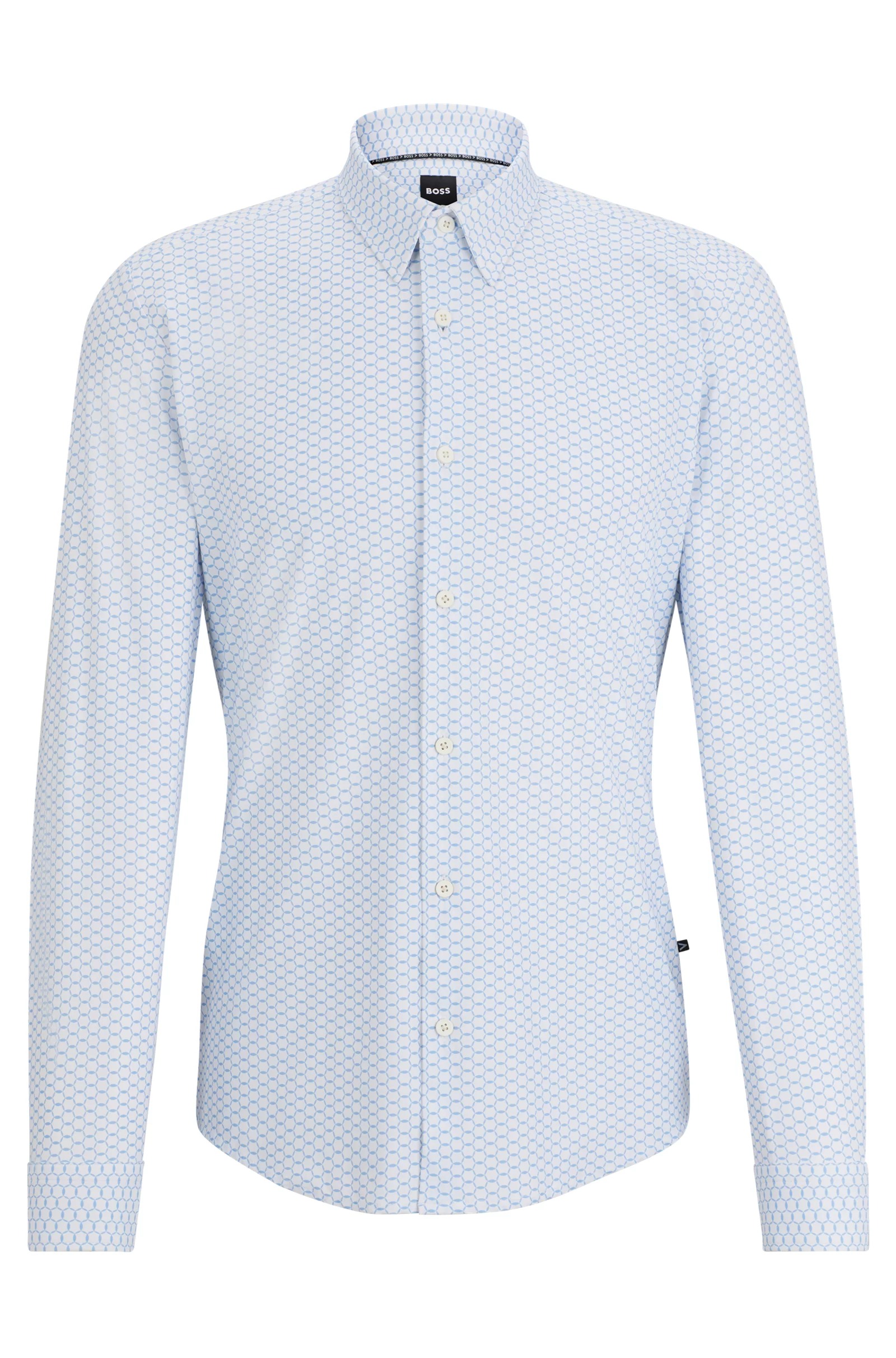 Рубашка Boss Slim-fit In Printed Performance-stretch Jersey, белый рубашка boss slim fit in printed twill голубой
