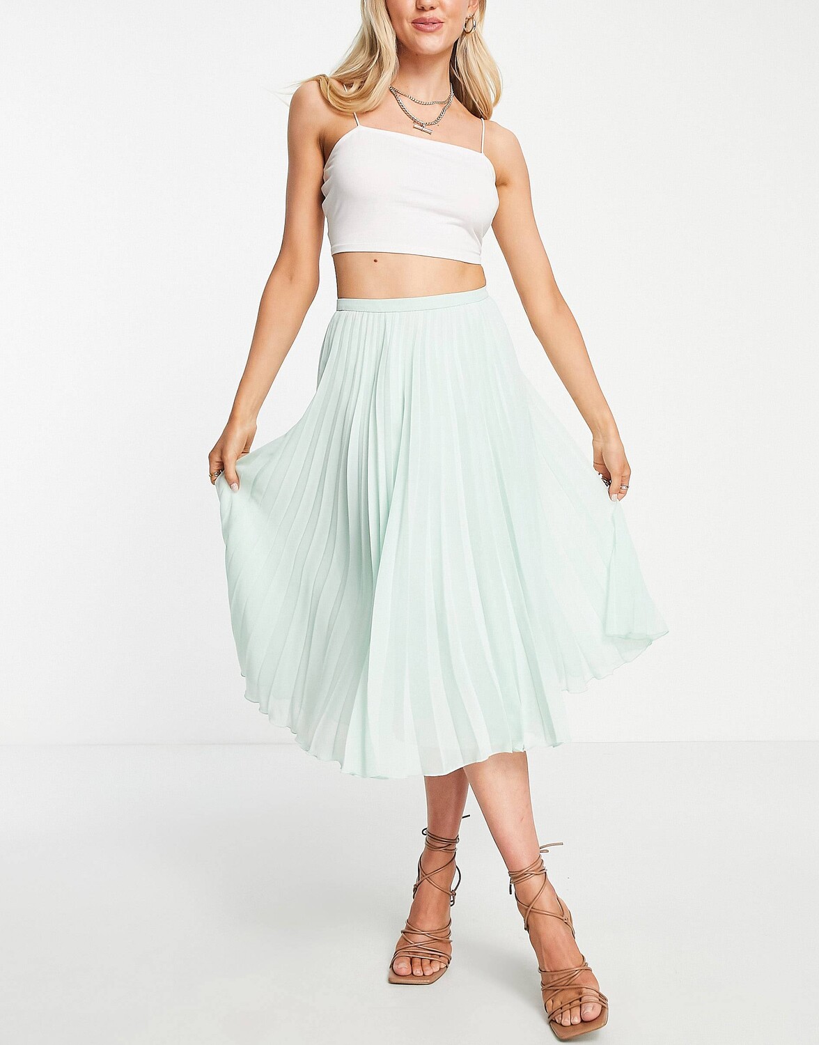 

Зеленая юбка миди со складками ASOS DESIGN