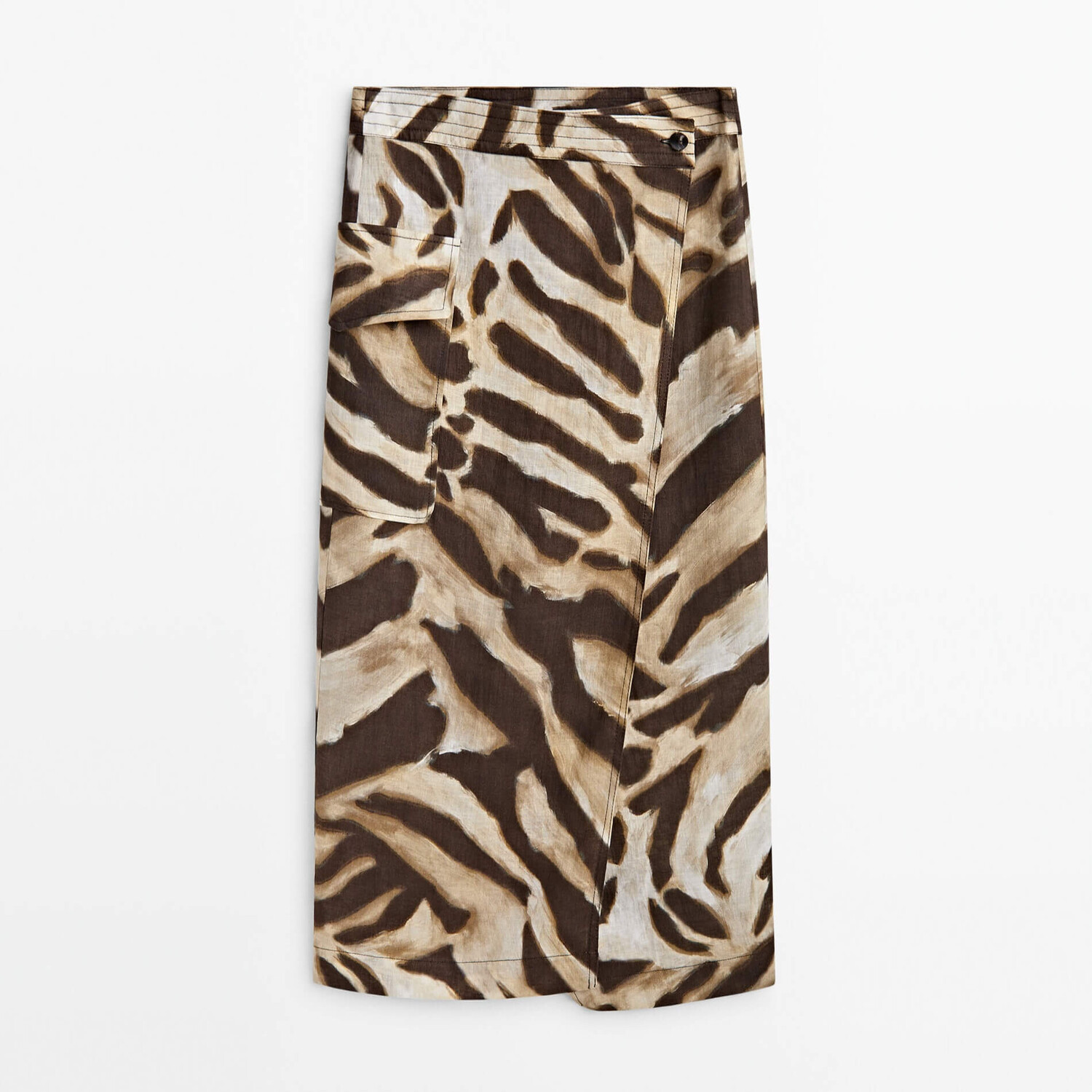 

Юбка Massimo Dutti Linen Midi Animal Print, коричневый