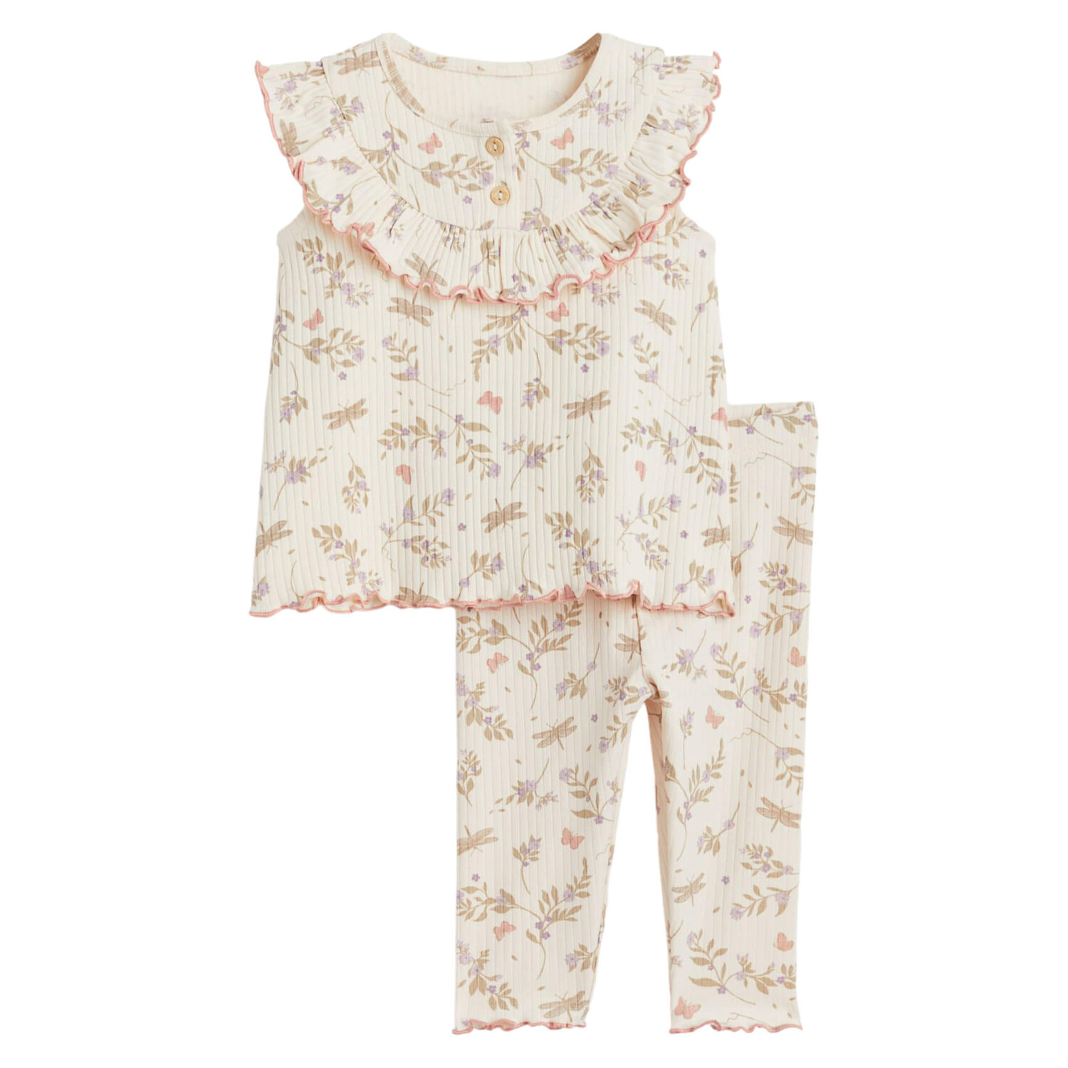 

Комплект одежды H&M Baby Cotton Floral, 2 предмета, светло-бежевый