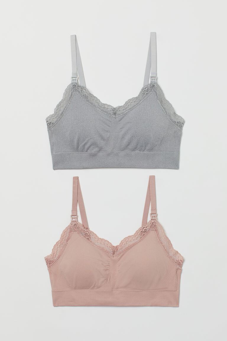 

МАМА комплект из 2 бюстгальтеров H&M, пудрово-розовый/серый меланж