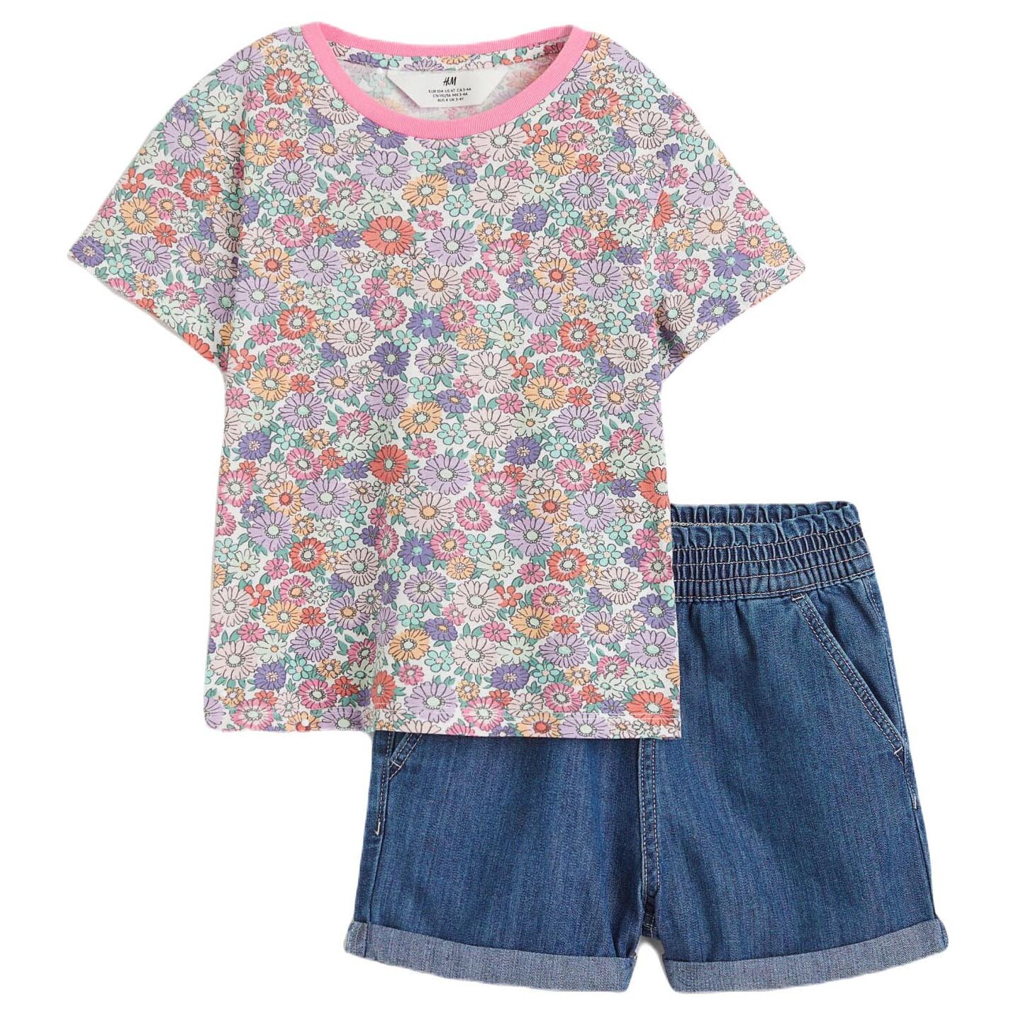 

Комплект одежды H&M T-shirt and Shorts Denim Floral, 2 предмета, синий