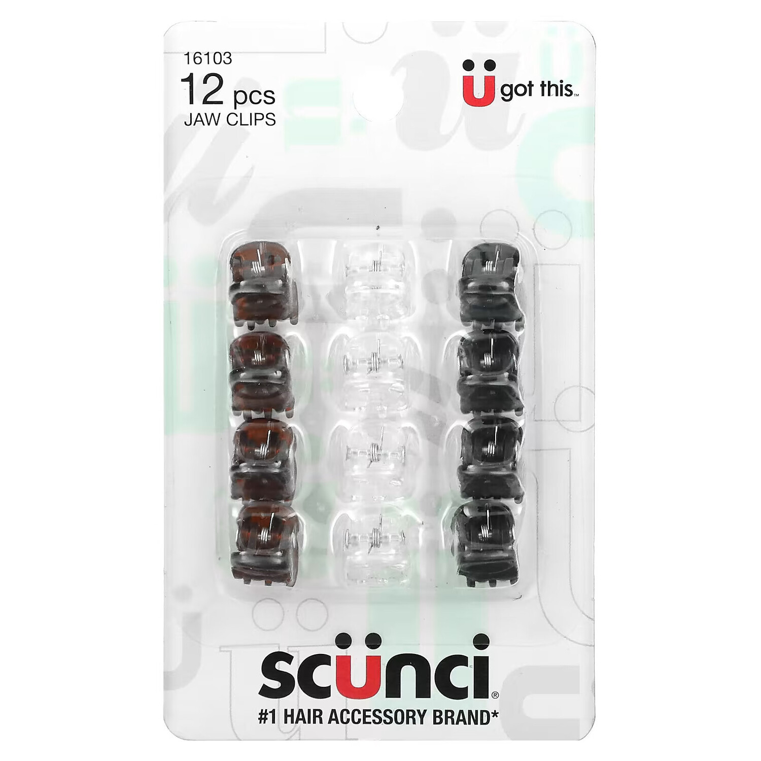 

Scunci, Маленькие заколки-крабы Effortless Beauty, разные цвета, 12 штук
