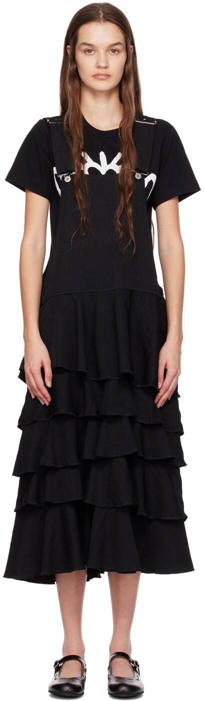 

Черное платье-миди с рюшами Black Comme des Garçons, Черный