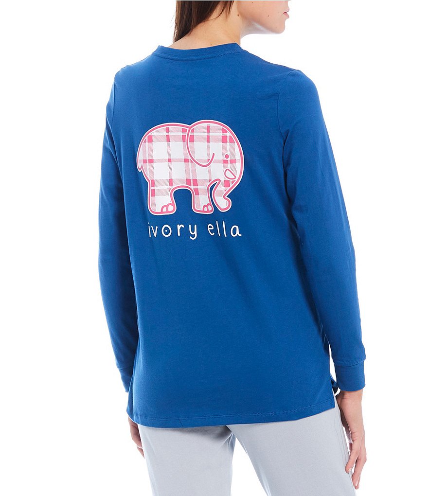 Клетчатая футболка Ella с длинными рукавами цвета слоновой кости Ella Ivory Ella, синий